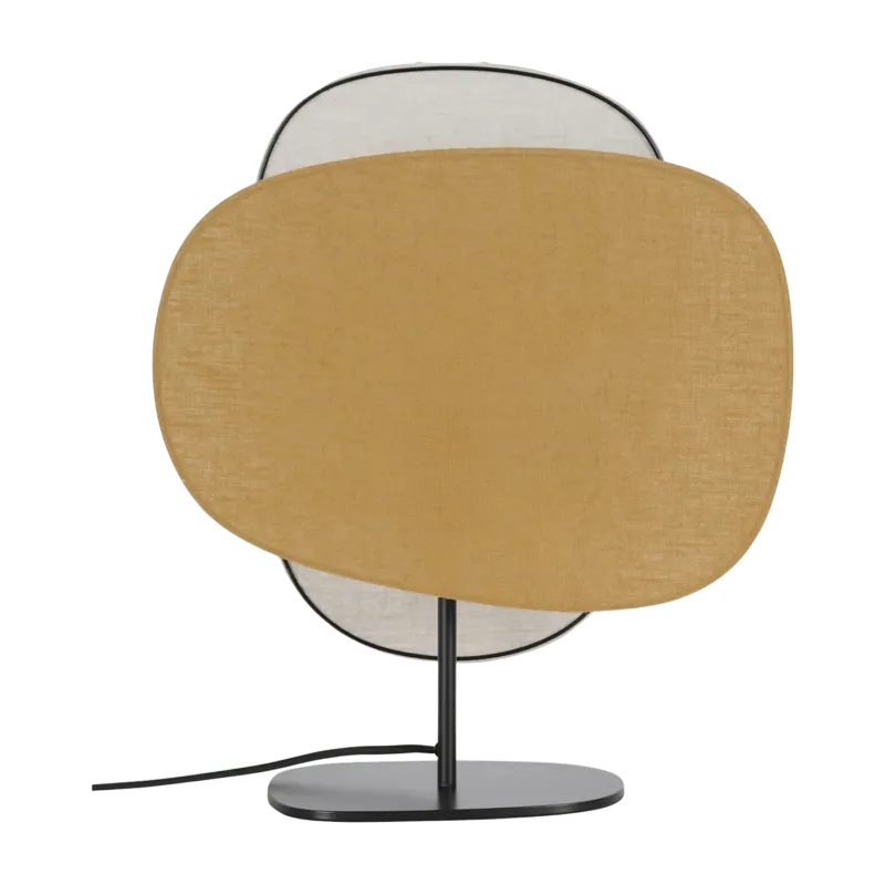 Lampe à poser 2 écrans en lin bouleau et curry 47,5 cm Screen 70's - Market set - The Cool Republic