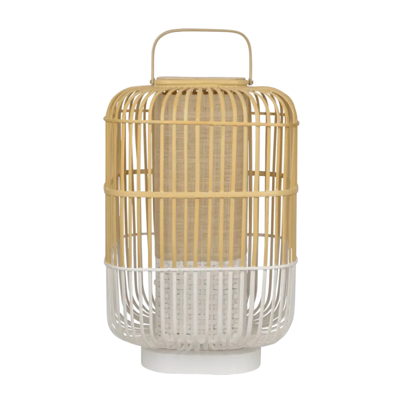 Lampe carré en bambou blanche L Bamboo Square - Forestier - The Cool Republic
