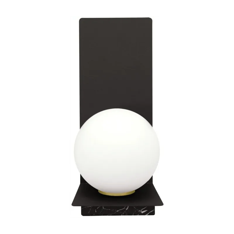 Lampe de table en verre noir globe blanc 11 x 26,5 cm Bohème - Elements Lighting - The Cool Republic