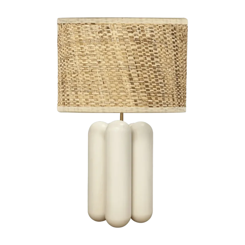 Lampe en bois et raphia crème Charlotte - Cosin Paris - The Cool Republic