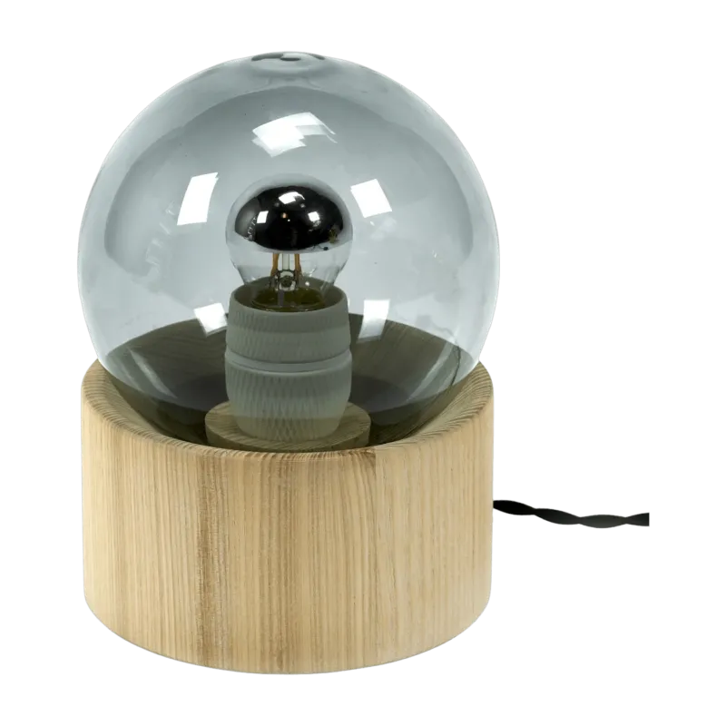 Lampe en bois naturel et en verre grisé Full Moon - Serax - The Cool Republic