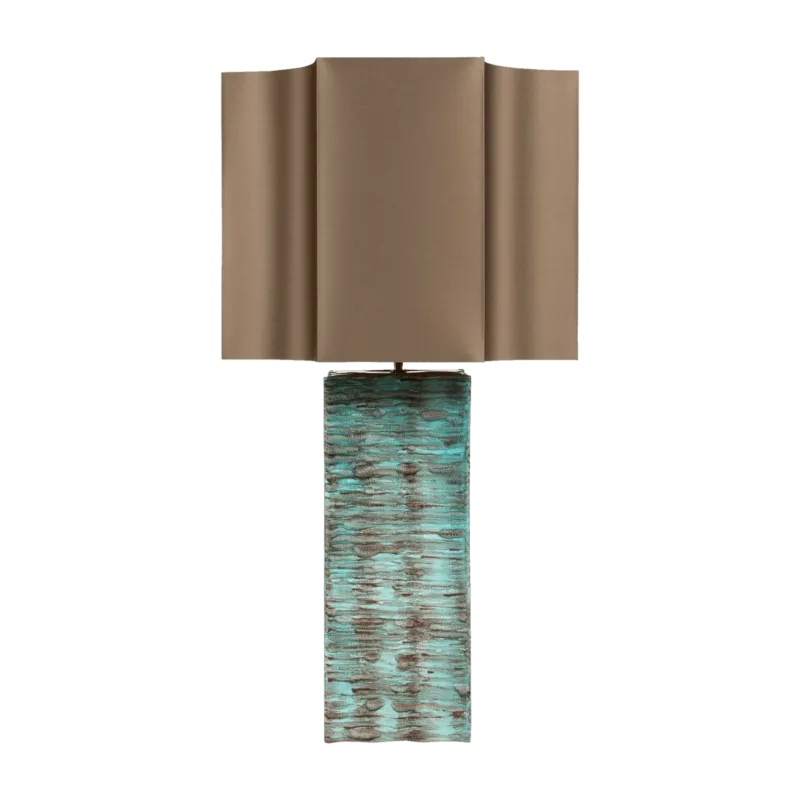 Lampe en faience bleue rustique et marron 50x95cm Ripple - Versmissen - The Cool Republic