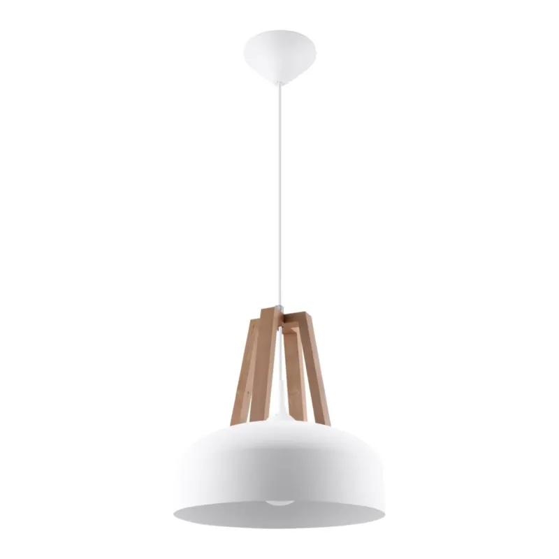 Lampe pendante en acier bois et acier blanc 30x85cm Casco - Sollux - The Cool Republic