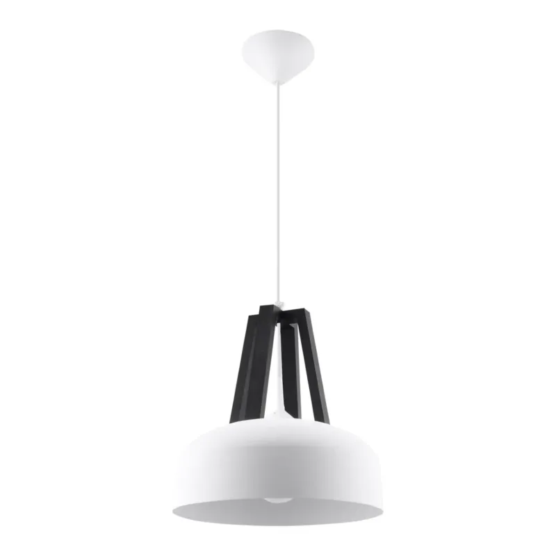 Lampe pendante en acier bois et acier blanc et noir 30x85cm Casco - Sollux - The Cool Republic