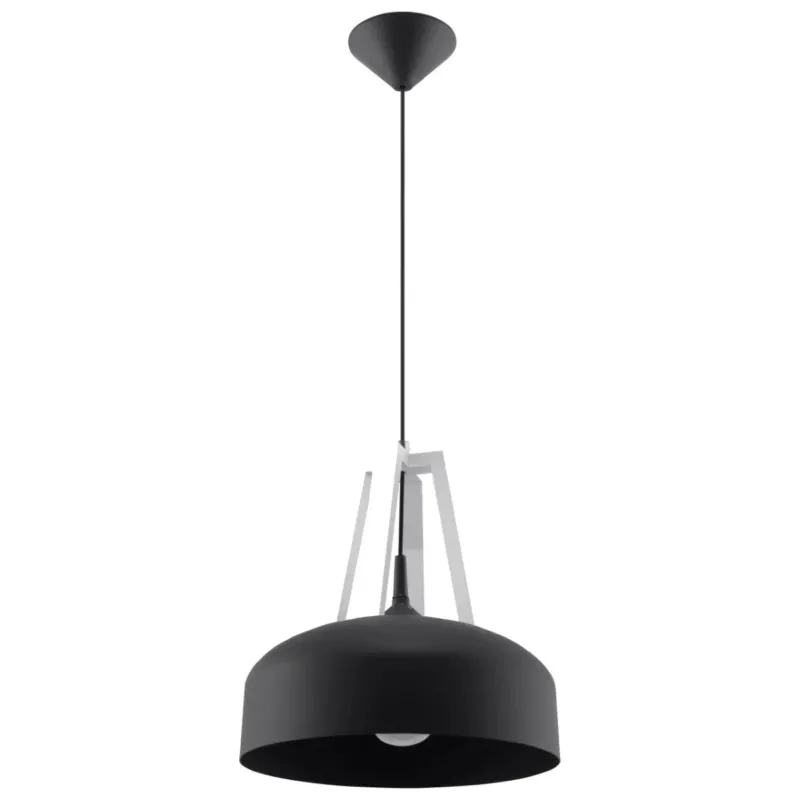 Lampe pendante en acier bois et acier noir et blanc 30x85cm Casco - Sollux - The Cool Republic