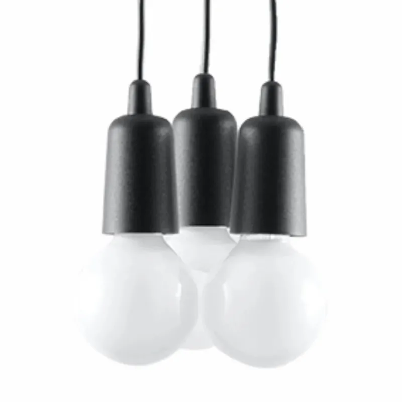 Lampe suspendue en pvc noir 15x90cm Diego 3 - Sollux - The Cool Republic