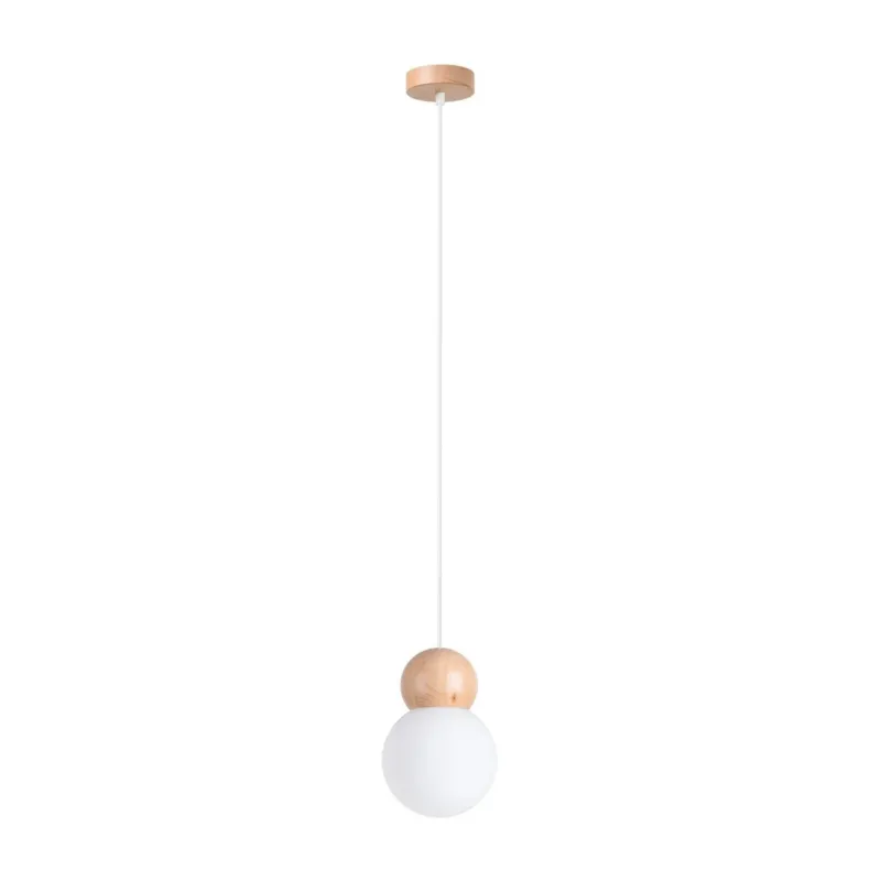 Lampe suspendue en verre et bois blanc Pekka 1 - Sollux - The Cool Republic