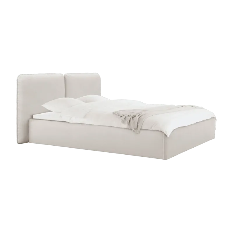 Lit coffre en tissu beige 140x200cm Melu - noo.ma - The Cool Republic