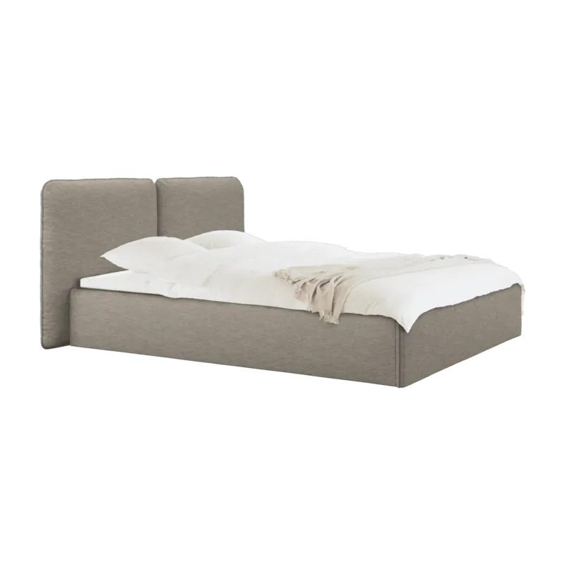 Lit coffre en tissu brun clair 160x200cm Melu - noo.ma - The Cool Republic