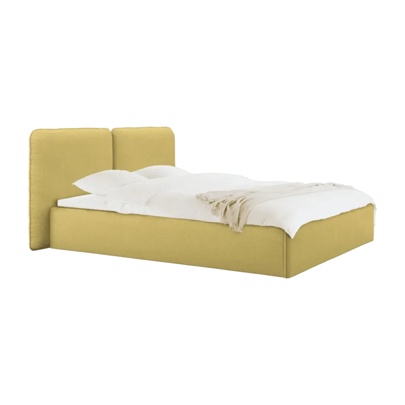 Lit coffre en tissu jaune 140x200cm Melu - noo.ma - The Cool Republic