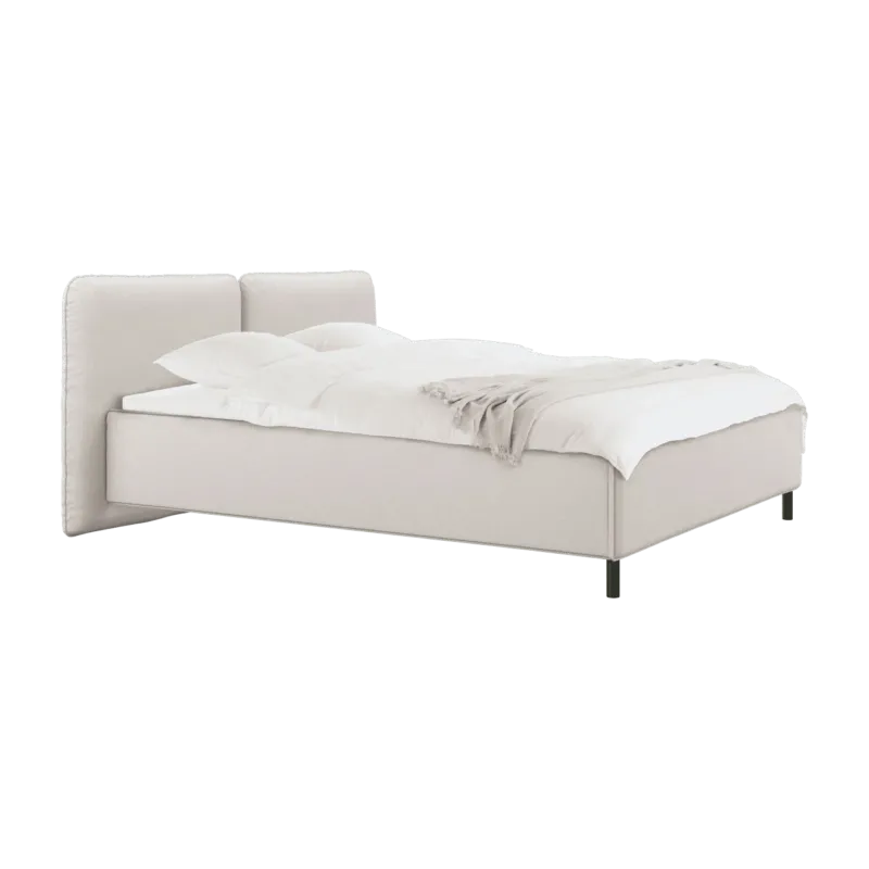 Lit coffre sur pieds en tissu beige 140x200cm Melu - noo.ma - The Cool Republic