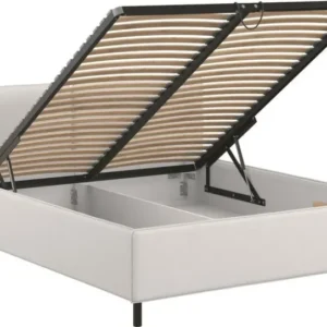 Lit coffre sur pieds en tissu beige 180x200cm Melu - noo.ma - The Cool Republic