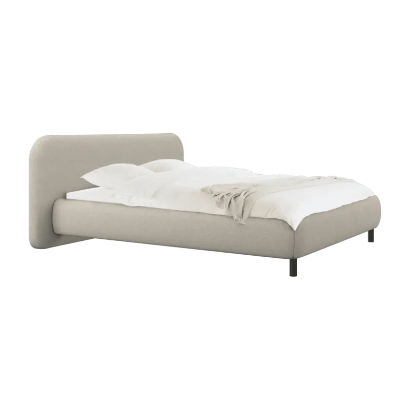 Lit coffre sur pieds en tissu bouclé beige 180x200cm Mumo - noo.ma - The Cool Republic