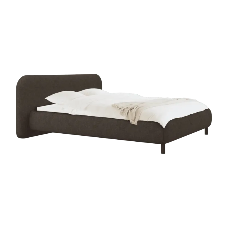 Lit coffre sur pieds en tissu bouclé marron chocolat 180x200cm Mumo - noo.ma - The Cool Republic