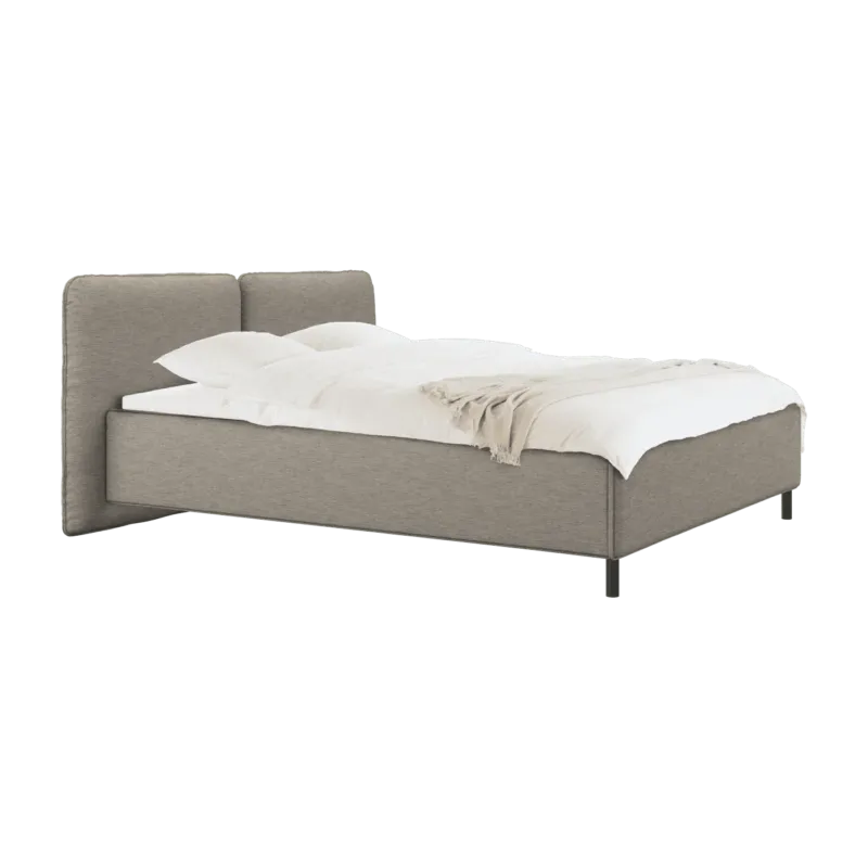 Lit coffre sur pieds en tissu brun clair 140x200cm Melu - noo.ma - The Cool Republic