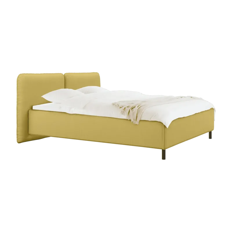 Lit coffre sur pieds en tissu jaune 140x200cm Melu - noo.ma - The Cool Republic