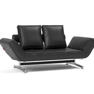 Lit de jour en cuir noir avec pieds chromés 178x68cm Ghia - Innovation Living - The Cool Republic