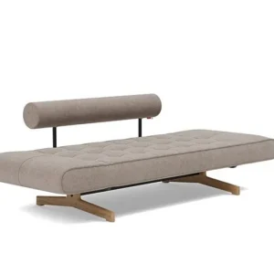 Lit de jour en polyester beige avec pieds en bois 178x68cm Ghia - Innovation Living - The Cool Republic