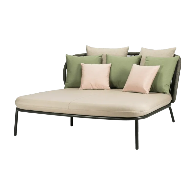 Lit de jour gris fossil tissu Amande avec 7 coussins déco Kodo - Vincent Sheppard - The Cool Republic