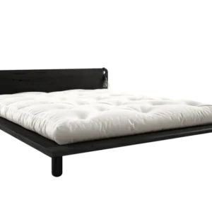Lit en bois noir avec matelas écru et lampes de chevet 160x200cm Peek Double Latex - Karup Design - The Cool Republic