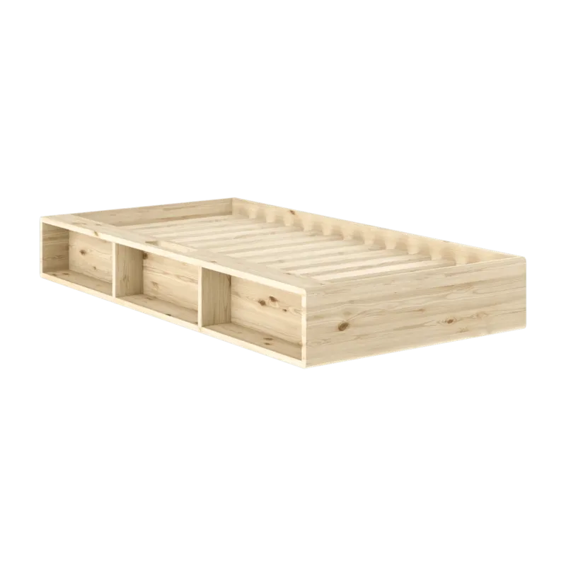 Lit en pin avec six compartiments de rangement 120x200cm Ziggy - Karup Design - The Cool Republic