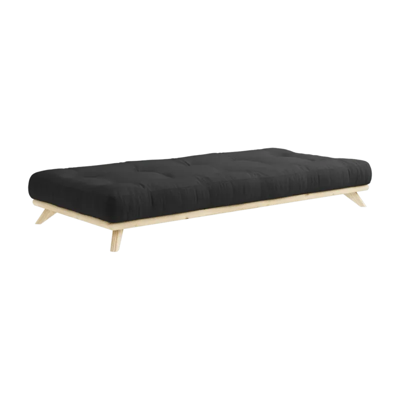 Lit en pin clair et matelas noir 90cm Senza Double latex - Karup Design - The Cool Republic
