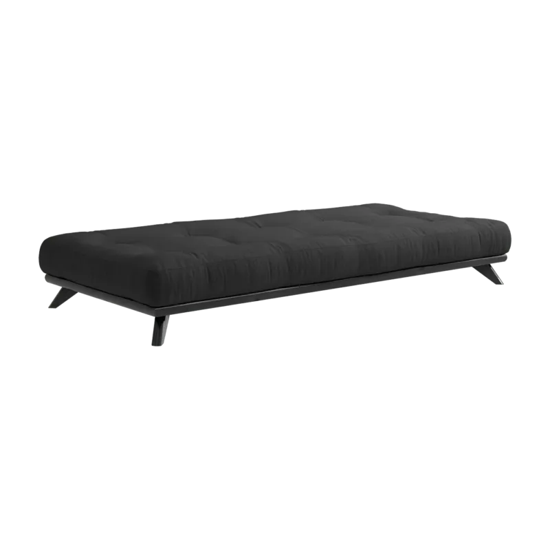 Lit en pin noir et matelas noir 90cm Senza Double latex - Karup Design - The Cool Republic