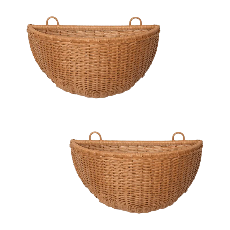 Lot de 2 paniers muraux tressés en rotin marron - Ferm living - The Cool Republic