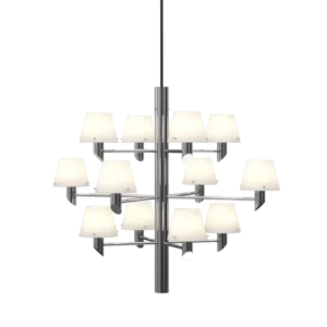 Lustre en acier chromé et verre opaque 67x56cm Gil - Herstal - The Cool Republic