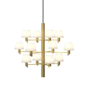 Lustre en laiton doré et verre opaque 67x56cm Gil - Herstal - The Cool Republic