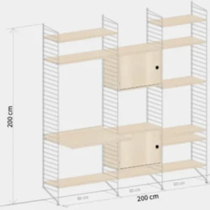 Etagère modulable en acier blanc et frêne 200 x 200 x 30 cm Build Your Own - String furniture