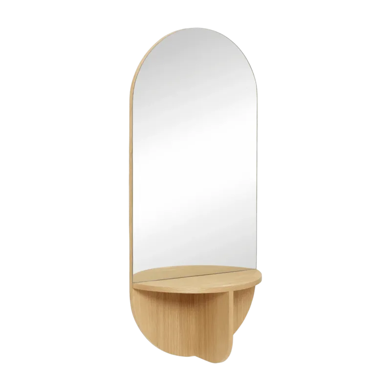 Miroir mural avec étagère en chêne - Hübsch - The Cool Republic