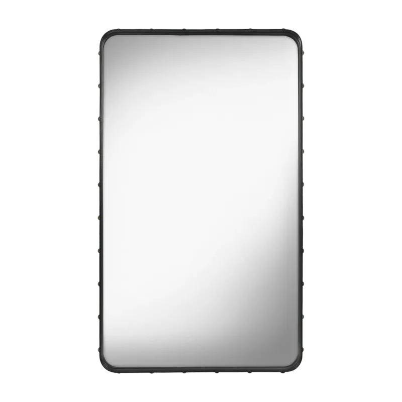 Miroir rectangulaire en cuir noir à suspendre 65x115 cm Adnet - Gubi - The Cool Republic