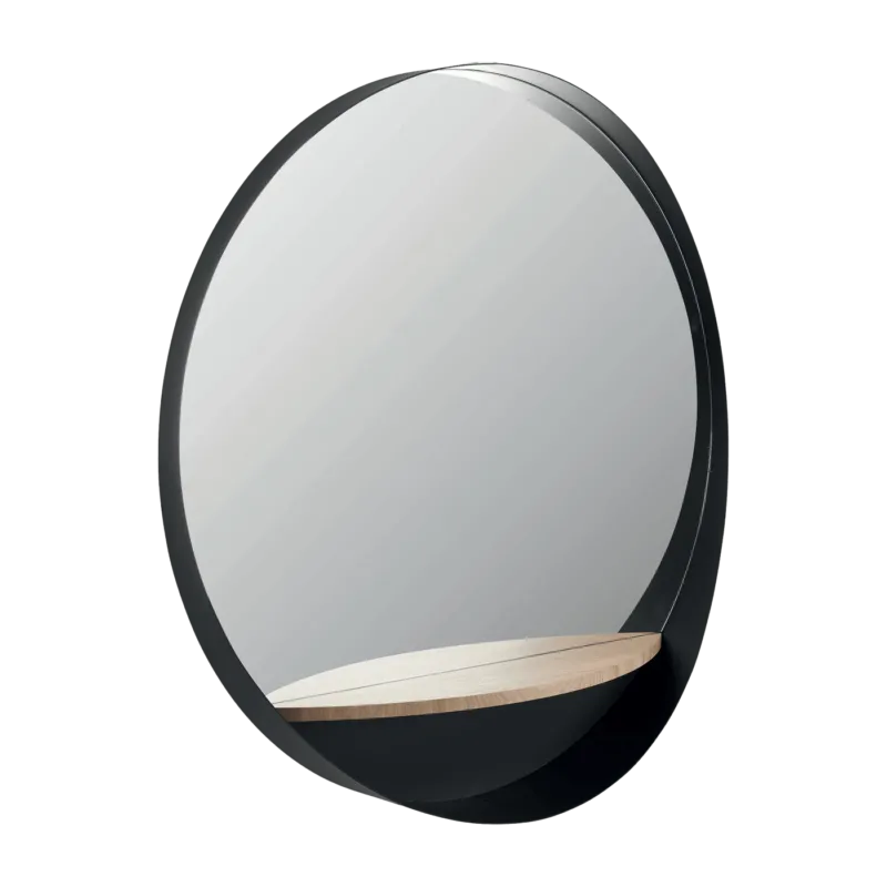 Miroir rond avec tablette en chêne Edmond - Resistub - The Cool Republic