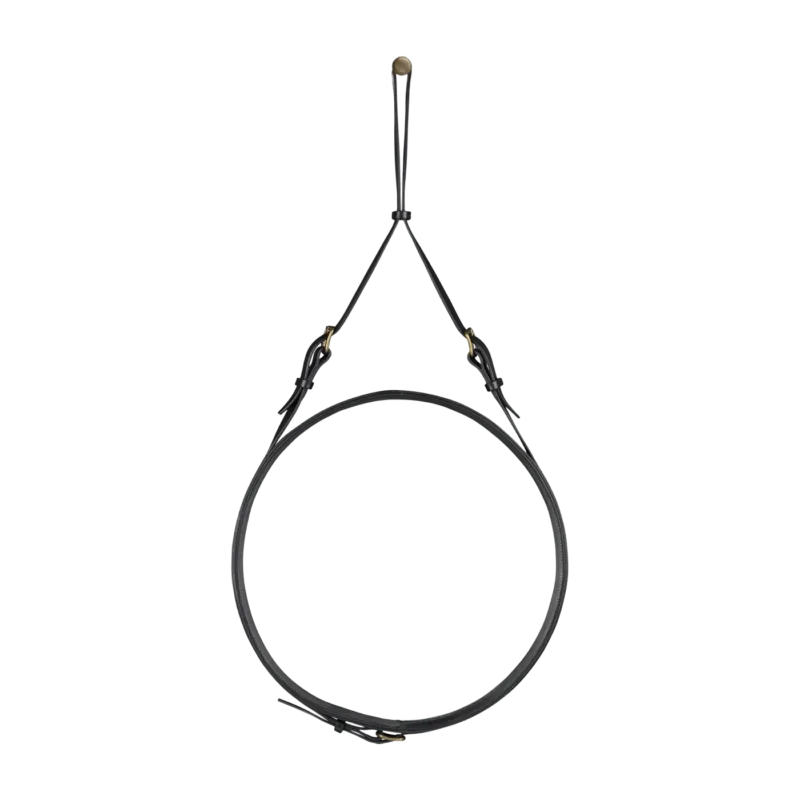 Miroir rond en cuir noir et laiton 45 cm Adnet - Gubi - The Cool Republic
