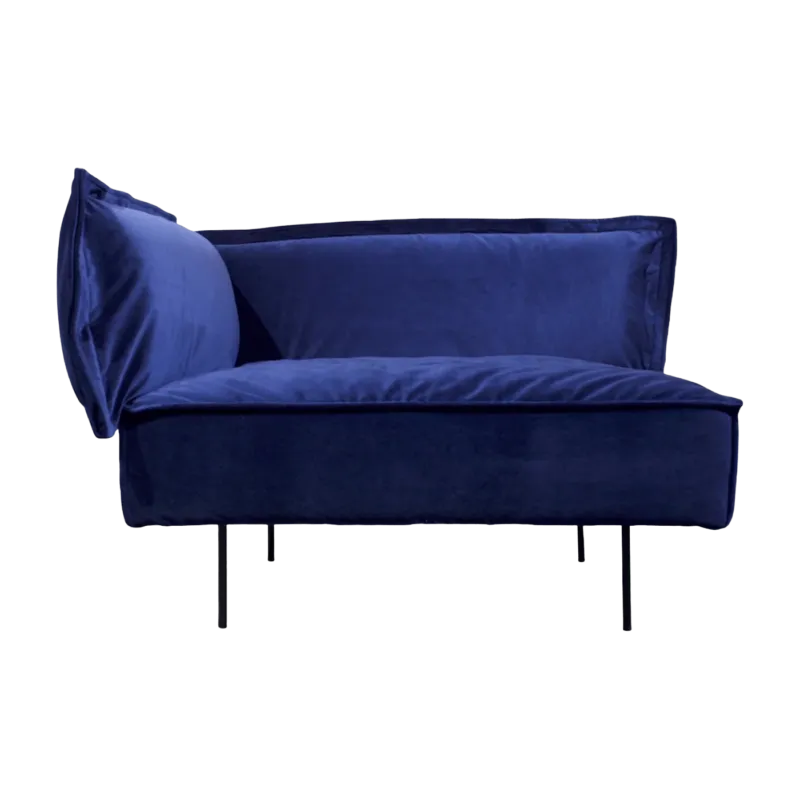 Module d'angle gauche lounge bleu Velvet - HANDVÄRK - The Cool Republic