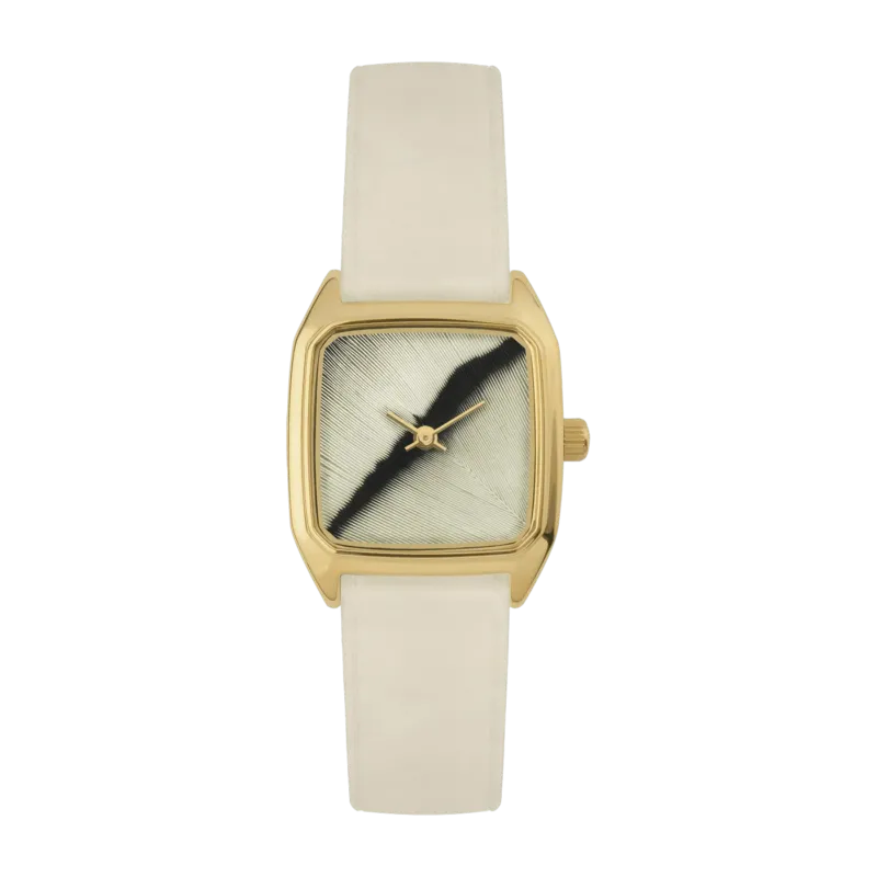 Montre crème en cuir et cadran doré Prima Amherst - Laps - The Cool Republic