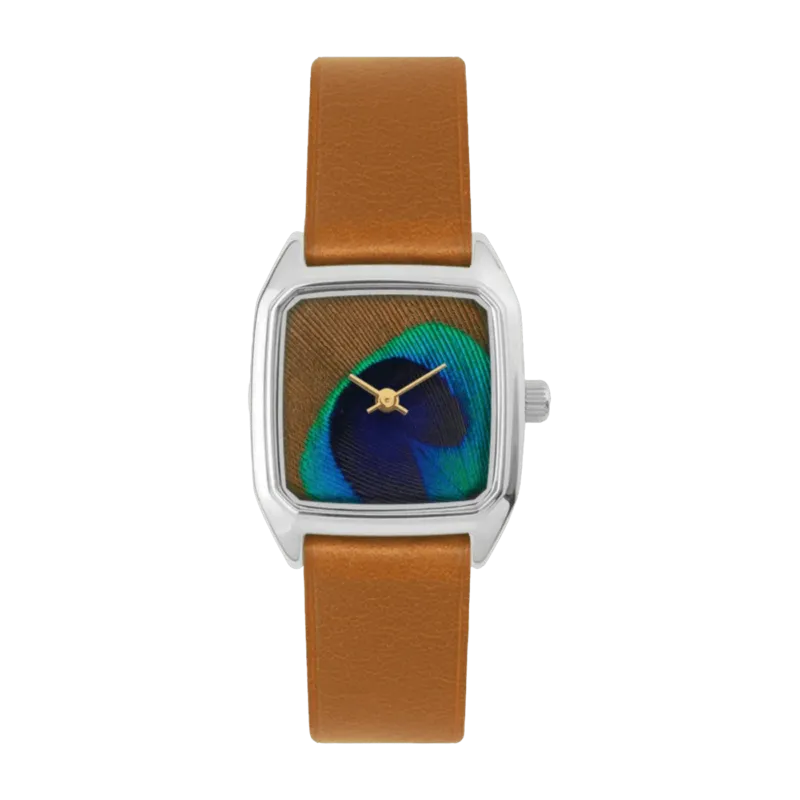 Montre marron paon et cadre argenté Prima - Laps - The Cool Republic