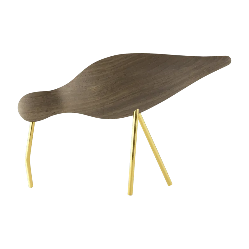Oiseau en noyer et pieds en laiton dorés L Shorebird Brass - Normann Copenhagen - The Cool Republic