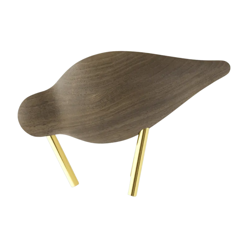 Oiseau en noyer et pieds en laiton dorés S Shorebird Brass - Normann Copenhagen - The Cool Republic