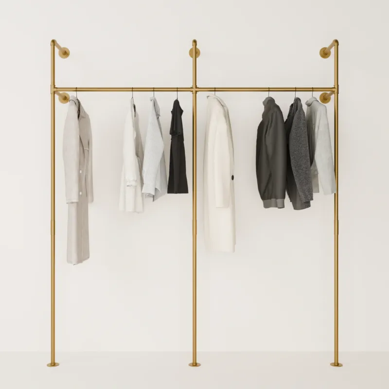 Kleiderstange Wand Gold mit Kommoden