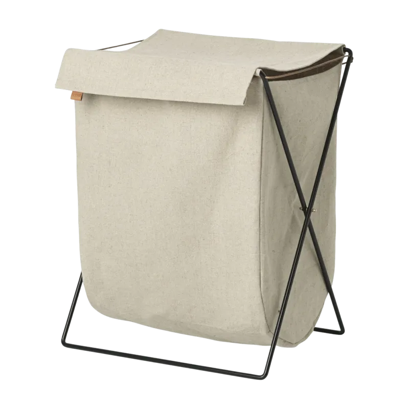 Panier à linge 100% coton structure métallique ficelles de cuir 50 x 65 x 40 Herman - Ferm Living - The Cool Republic