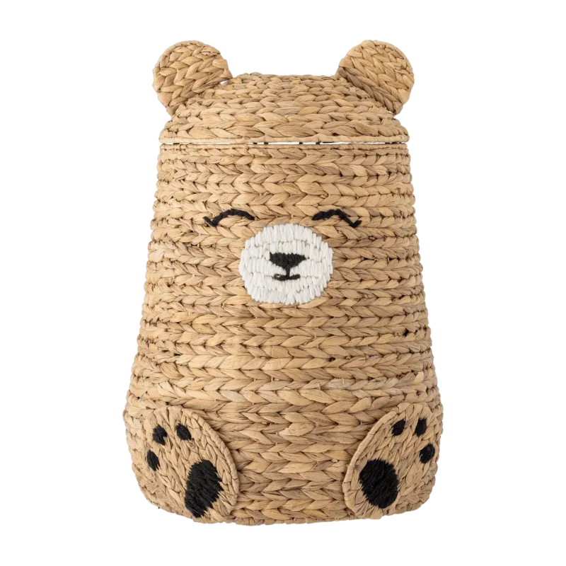 Panier de rangement avec couvercle en jacinthe d'eau naturel 40 x 57cm Timone - Bloomingville Mini - The Cool Republic