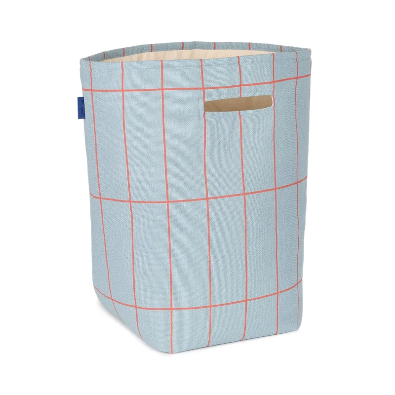 Panier de rangement en coton bio à carreaux bleu et rouge 44 x 56 x 28cm Vibes - Nobodinoz - The Cool Republic