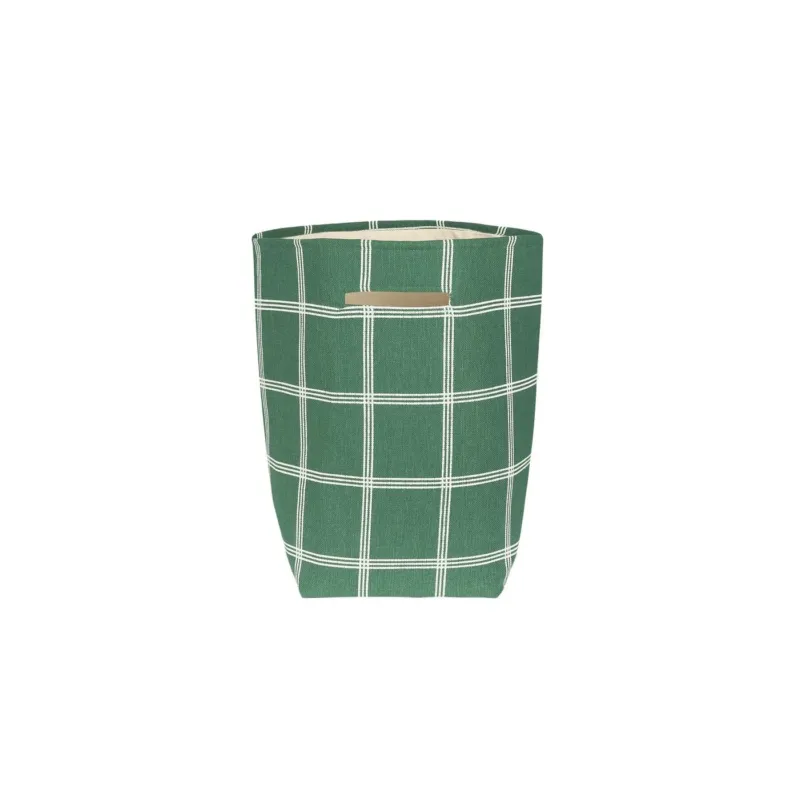 Panier de rangement en coton bio à carreaux vert 44 x 56 x 28 cm Vibes - Nobodinoz - The Cool Republic
