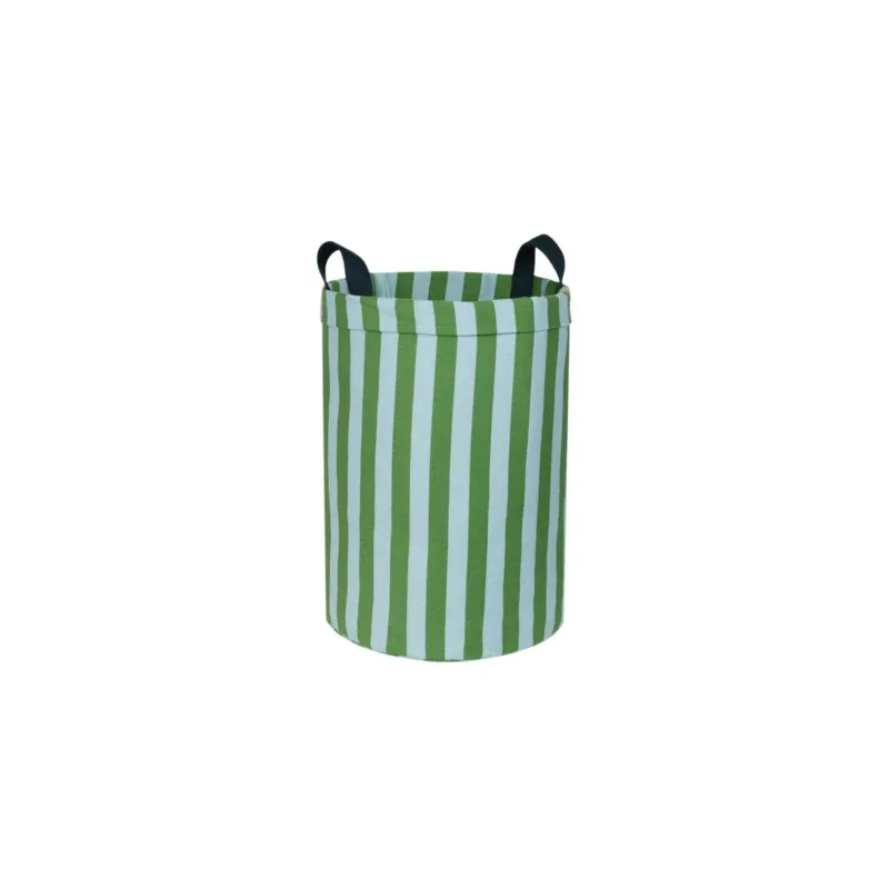 Panier de rangement rond en coton bio à rayures vert et bleu 36 x 47 cm - Nobodinoz - The Cool Republic