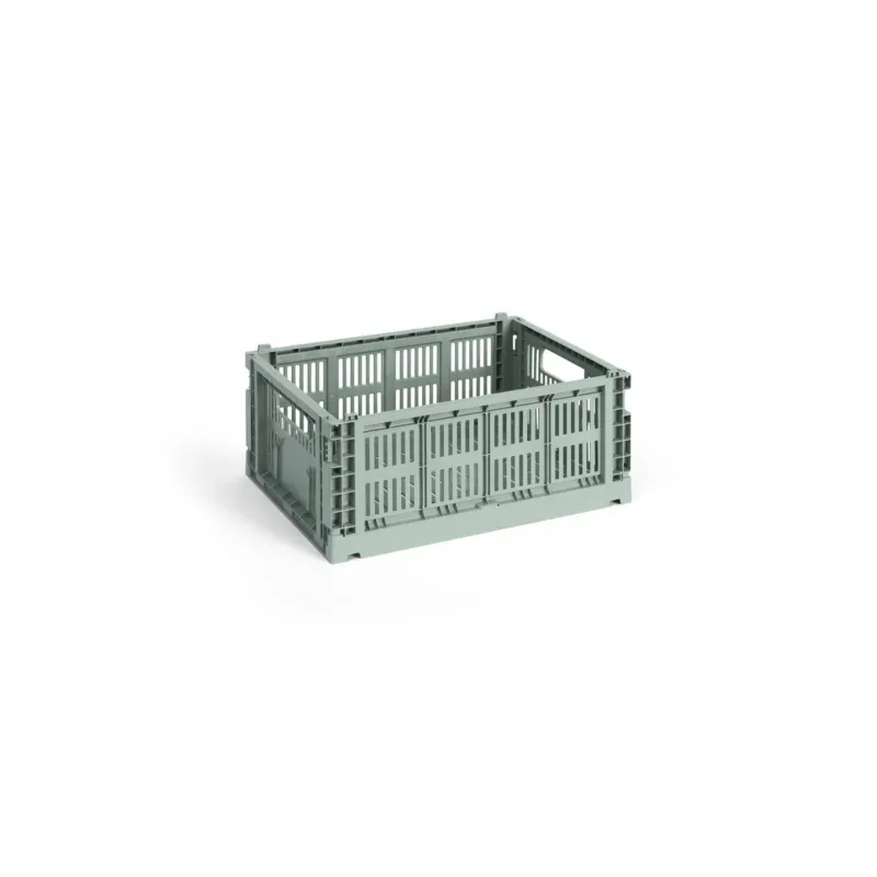 Panier en plastique recyclé vert sauge 26,5 x 34,5 x 14 cm Colour Crate - HAY - The Cool Republic
