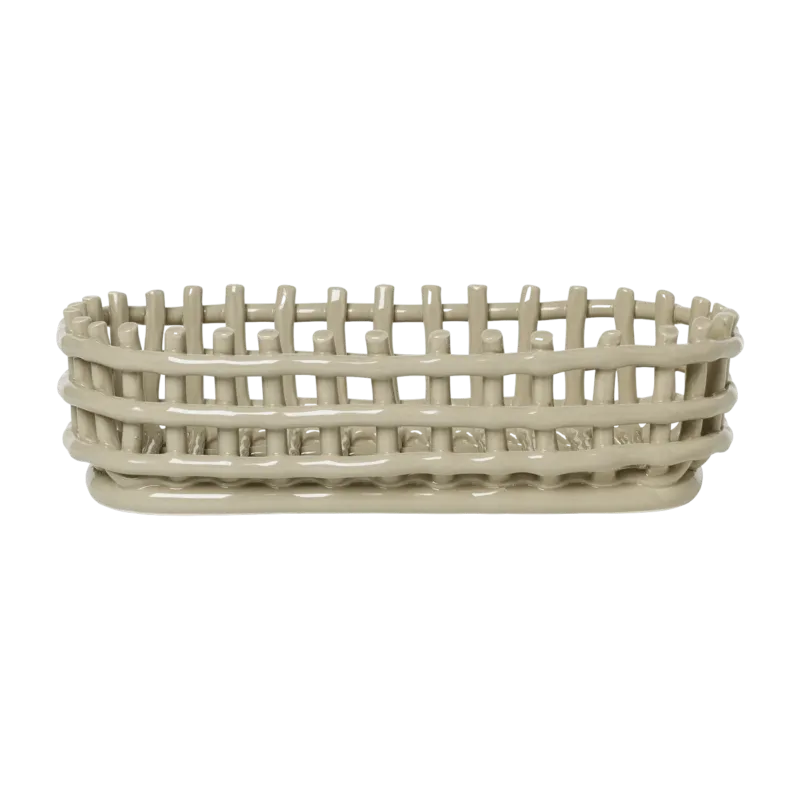 Panier ovale céramique beige 30 x 8,5 x 15 cm - Ferm Living - The Cool Republic