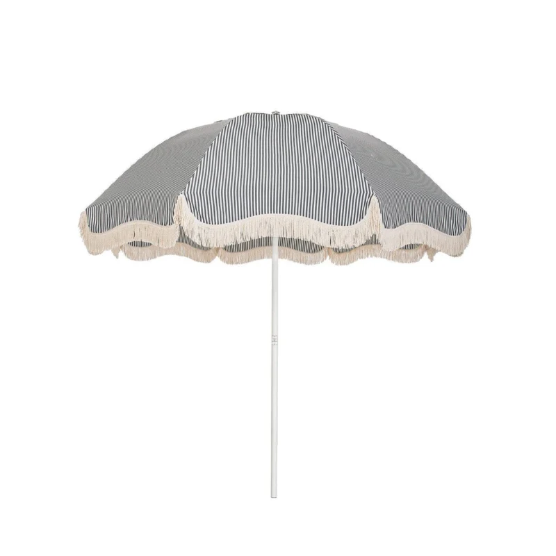 Parasol rond en tissu à rayures bleu marine Lauren 229cm The Patio - Business & Pleasure - The Cool Republic