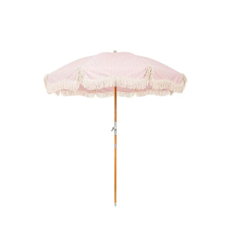 Parasol rond en tissu à rayures rose Laurens Stripe The Premium - Business & Pleasure - The Cool Republic